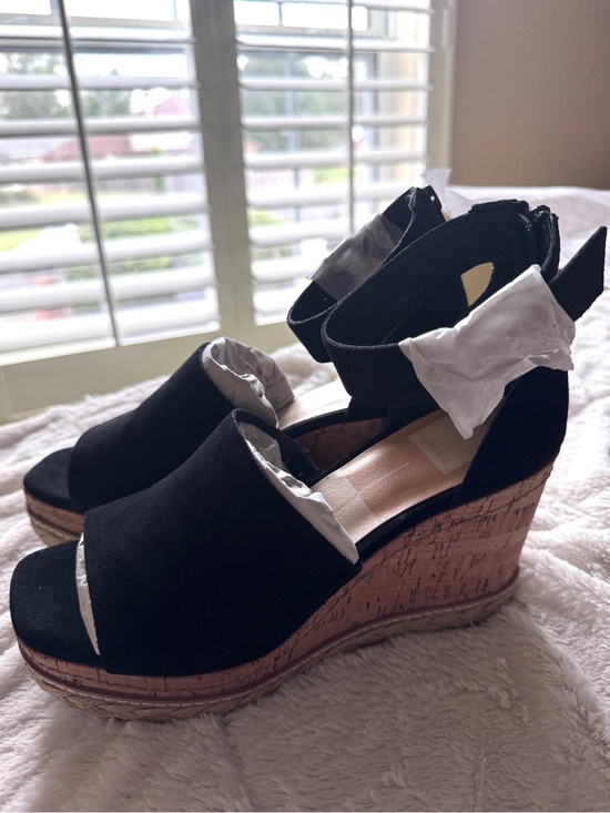 Dolce Vita Shoes - NEW Dolce Vita Otto Black Suede Cork Platform Wedge Sandals Size 8 NIB